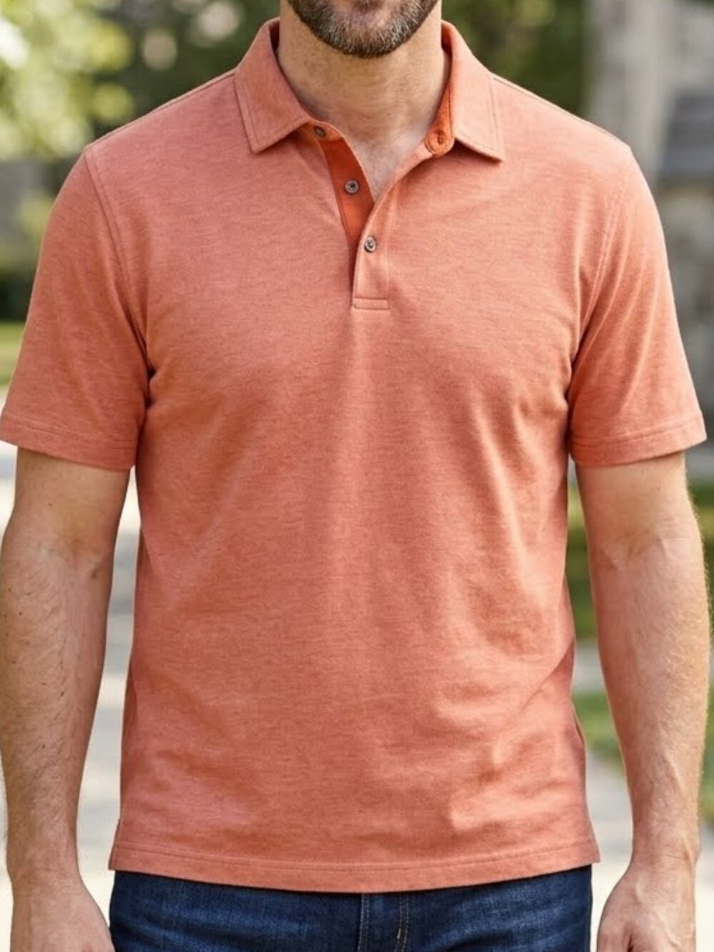 Joseph‎ Abboud Liquid Soft Polo Shirt Men XL Orange Coral Short Sleeve Cotton
